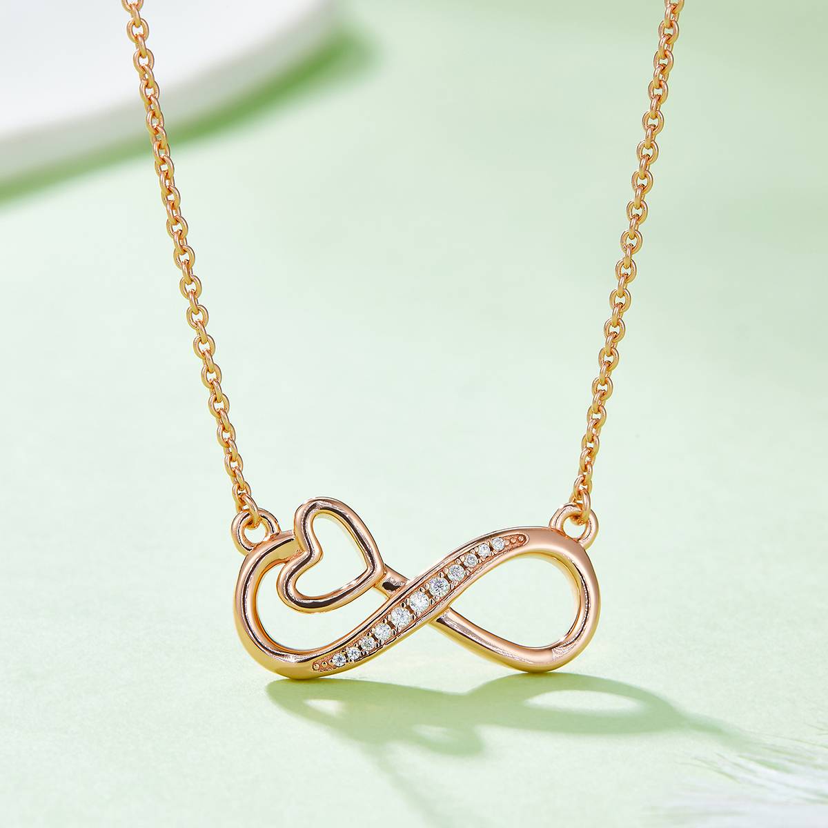 Hollow Infinite Love Pendant S925 Silver Moissanite Grade D 0.1CT